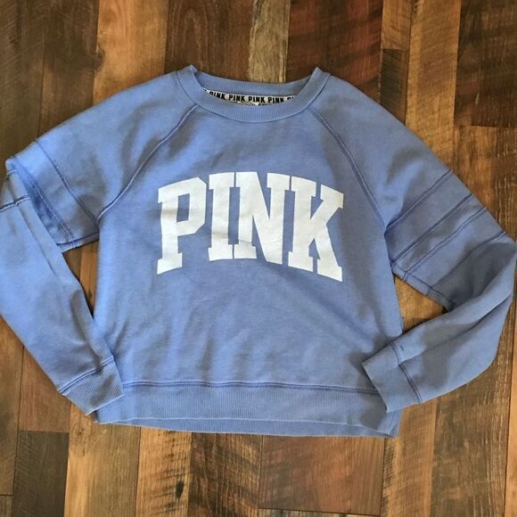 Victoria’s Secret PINK sweatshirt womens SZ Small periwinkle blue pullover - Picture 5 of 6